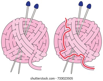 Easy wool ball maze for younger kids with a solution