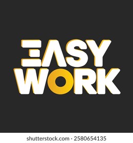 Easy Work 3d text logo vector design