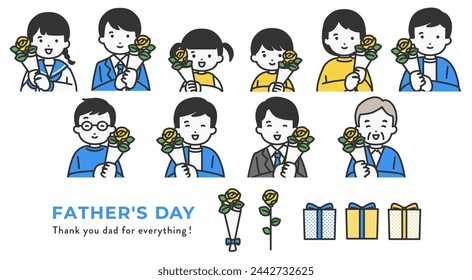 easy-to-use character illustration material for father's day