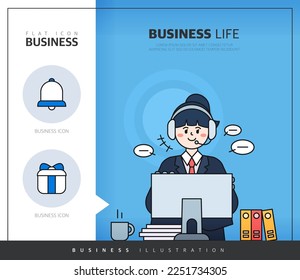 Easy-to-write business situation illustration design 
