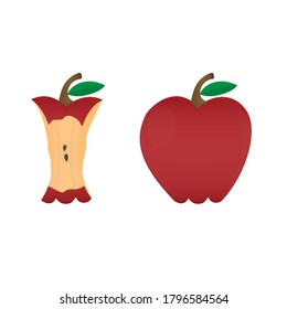 Eat an apple. Apple stump, vector illustration