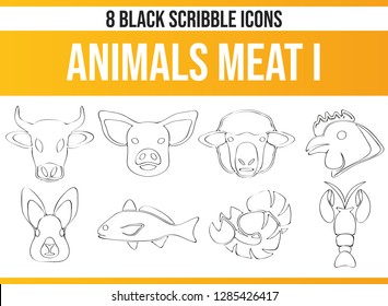 eat black Piktoramme / icons on meat. This icon set is perfect for creative people and designers who eat the meat issue need in their graphic designs.
