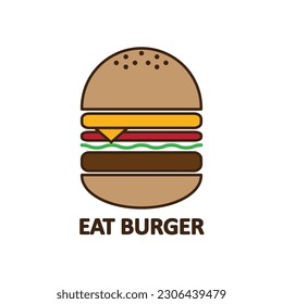 Eat burger and logo vector 