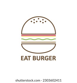 Comer el logotipo simple de la hamburguesa simple