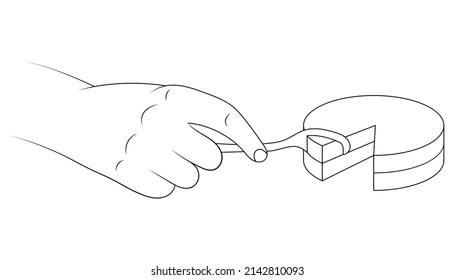 Eat cake with a spoon sketch illustration.