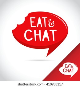 Eat and chat speech bubble restaurant logo concept