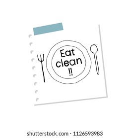 Eat clean aper note illustration