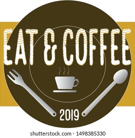 eat and coffee logo brand vector