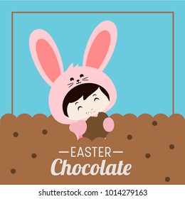 Eat easter chocolate egg illustration