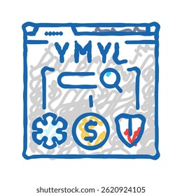 e-a-t expertise authoritativeness trustworthiness doodle icon sketch vector. e-a-t expertise authoritativeness trustworthiness sign. isolated symbol illustration
