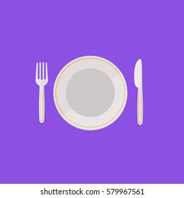 eat food cutlery purple