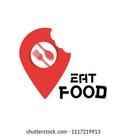 Eat Food Logo Food Point Background Vector Image
