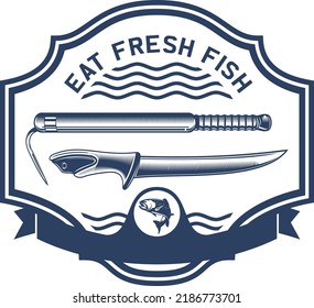 Iss frischen Fisch, Vektorlogo-Design für Fischer