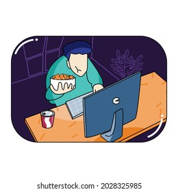 eat in front of pc while work from home