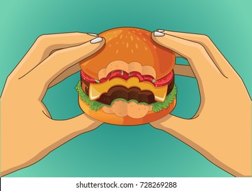 Eat hamburger