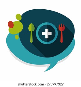 eat health flat icon with long shadow