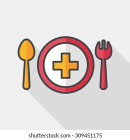 eat health flat icon with long shadow