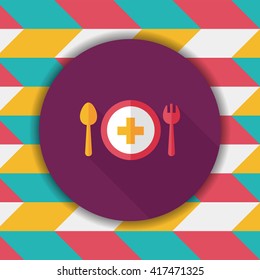 eat health flat icon with long shadow