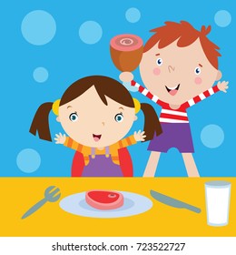 Eat healthy food campaign for kid. No junk food campaign poster for kid.