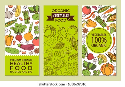 Eat healthy food poster with fresh vegetables on blackboard.
