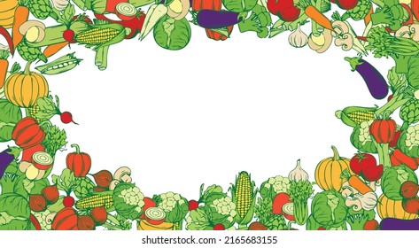 Eat healthy of fruits and vegetables - organic food banner vector illustration in flat style, fruits and cereals with simple shapes and shapes suitable for flyers, web posters, natural products presen