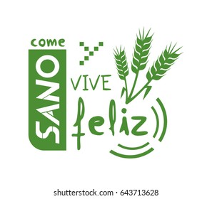 eat healthy and live happily message design in spanish language