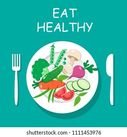 Eat healthy. Top view. Vector illustration