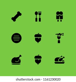 eat icon. 9 eat set with food and restaurant, chicken, dog bone and menu vector icons for web and mobile app
