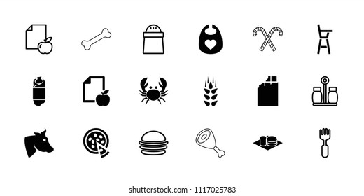 Eat icon. collection of 18 eat filled and outline icons such as wheat, cow, baby bid, chocolate, soda and burger, pizza, burger, pepper. editable eat icons for web and mobile.