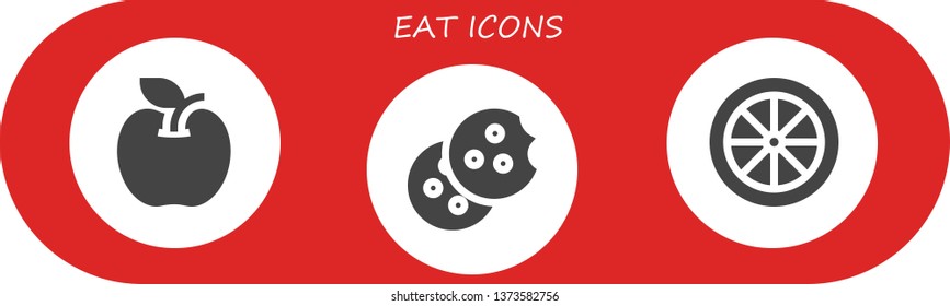 eat icon set. 3 filled eat icons.  Simple modern icons about  - Apple, Cookie, Candy