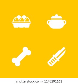 eat icon set. egg, bone and saucepan vector icon for graphic design and web