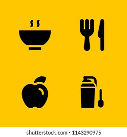 eat icon set. knife, proteins and apple vector icon for graphic design and web