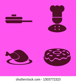 eat icon set with pan, doughnut and chef vector illustration