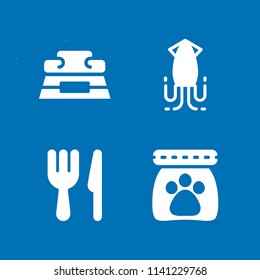 eat icon set. With pet food, full bowl and knife  vector icons for graphic design and web