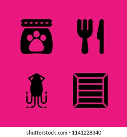 eat icon set. With squid, pet food and package  vector icons for graphic design and web