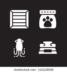 eat icon set. With squid, pet food and full bowl  vector icons for graphic design and web