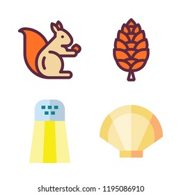 eat icon set. vector set about cone, squirrel, salt shaker and clam icons set.