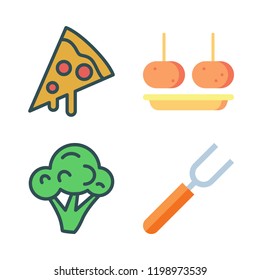 eat icon set. vector set about pizza, broccoli, fork and croquette icons set.