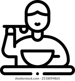 Icon essen. Design mit dünnen linearen Stilen einzeln auf weißem Hintergrund