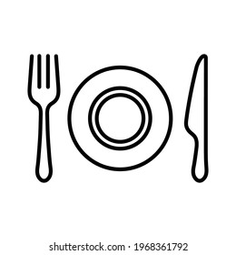 Eat icon vector . Restaurant symbol vector illustration. Cutlery, fork, knife, spoon, plate icon flat design