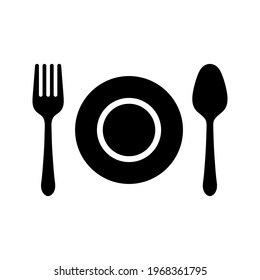 Eat icon vector . Restaurant symbol vector illustration. Cutlery, fork, knife, spoon, plate icon flat design