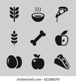 Eat icons set. set of 9 eat filled icons such as wheat, egg, taco, pizza, soup, apple