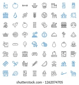 eat icons set. Collection of eat with pizza, spoon, candy, frozen yogurt, chocolate, cookie, meat, cookies, popcorn, rest area, watermelon, cereal. Editable and scalable eat icons.
