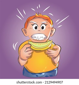 Eat A Lemon Cartoon Character Vector Illustration