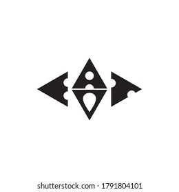 EAT letter with Four direction arrow logo design vector