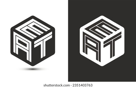 EAT letter logo design with illustrator cube logo, vector logo modern alphabet font overlap style. Premium Business logo icon. White color on black background