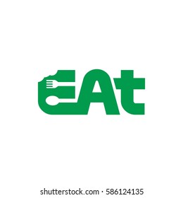 eat letter with spoon and fork icon logo design