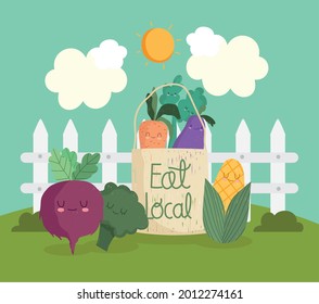 eat local food cartoon in bag