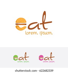 Eat logo design. Fast food and Eating logotype concept. Vector logo template