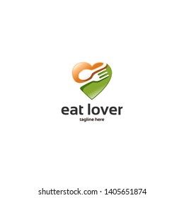 eat lover logo with spoon and fork shape gradient